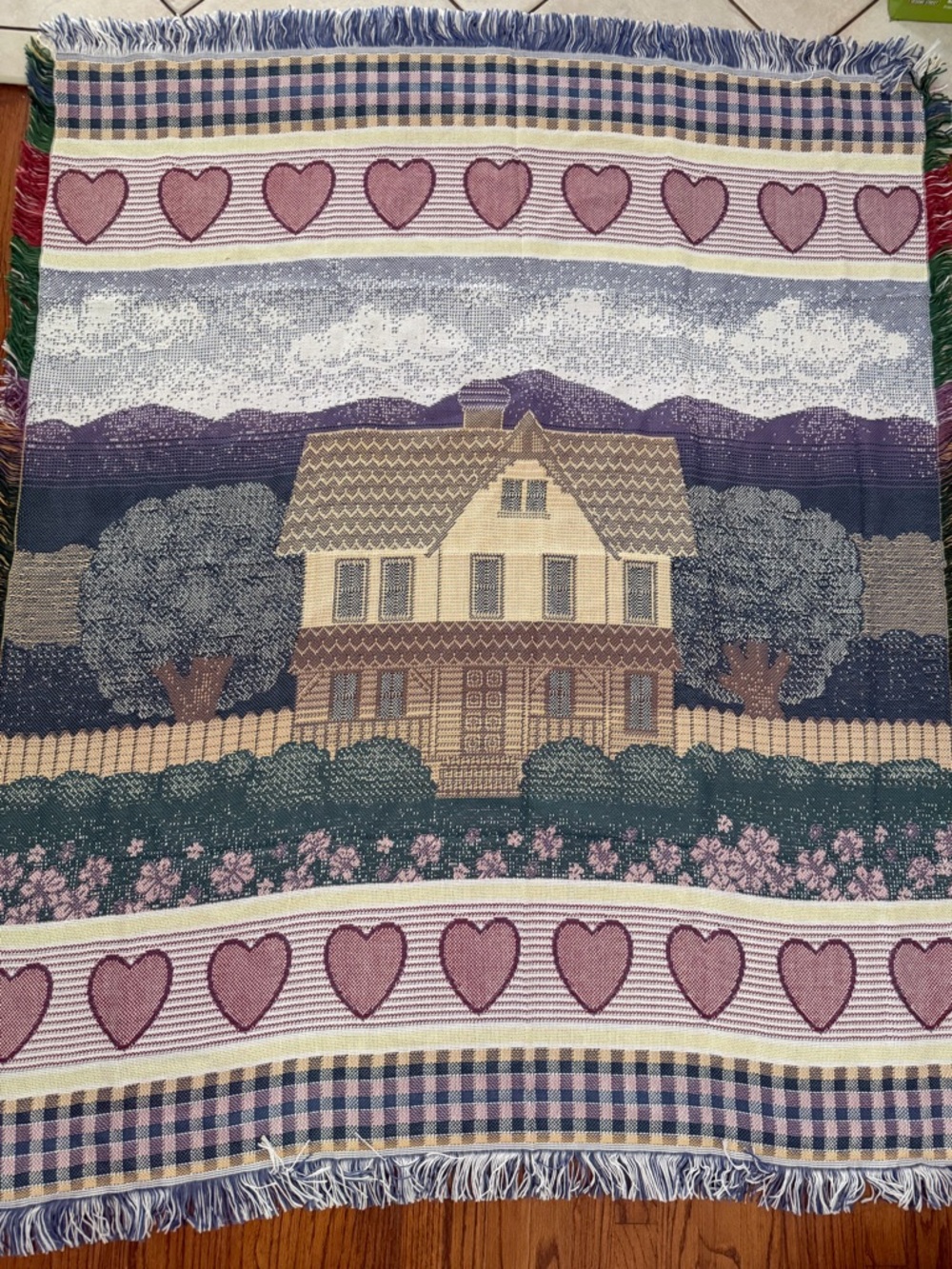 Vintage Country Home Hearts Cottagecore Woven Tapestry
Throw